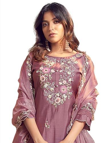 indo era women's silk blend lavender embroidered straight kurta pant with dupatta set (ieout7444_medium)