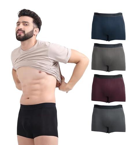 freecultr men's underwear anti bacterial micromodal airsoft trunk - non itch no chaffing sweat proof - prussian blue,pot black,smoke grey,sangria wine,ash grey size m pack 5