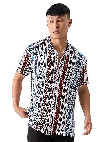 the souled store original indie tribe cotton holiday shirts for men holiday shirts fashionable trendy graphic prints pop culture merchandise multicolour shirts casual button-down half sleeve printed