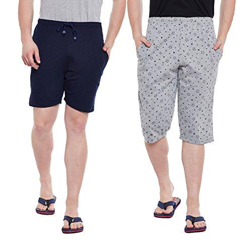 vimal jonney multicolor cotton shorts for men(pack of 2) (d11nvy_d13prtmlg_002-xl)