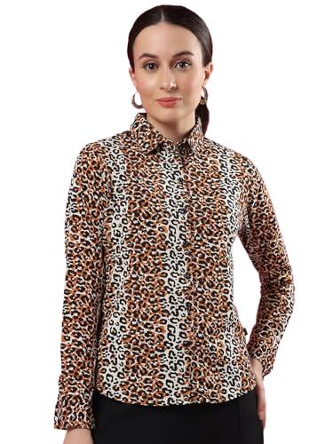 rigo animal printed shirt for women | casual shirt for women/girls | stylish western & casual wear (medium, off white)