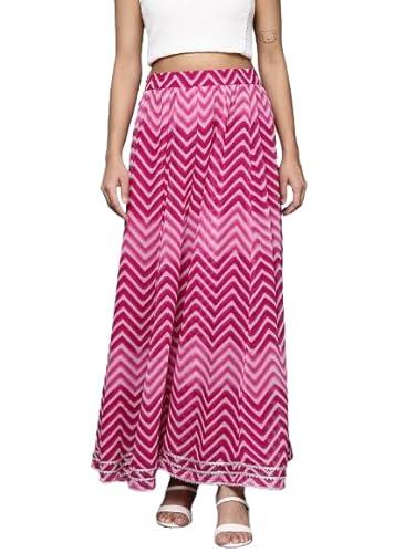 varanga women leheirya printed gota embellished skirt fuchsia