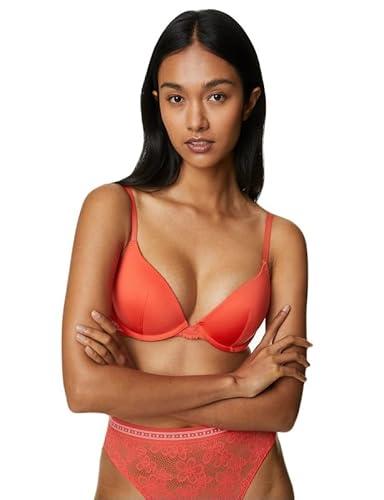 marks & spencer women's polyamide wired modern padded bra (60597359027_bright orange