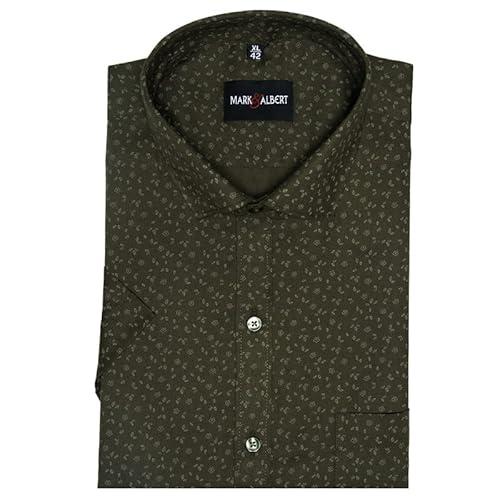 mark & albert men's half sleeves casual shirt dark green