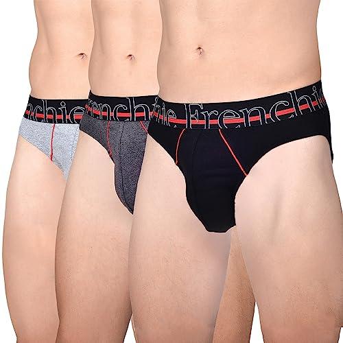 frenchie casuals 4002 men's cotton briefs, soild underwear for men with ultrasoft waistband - pack of 3(l)