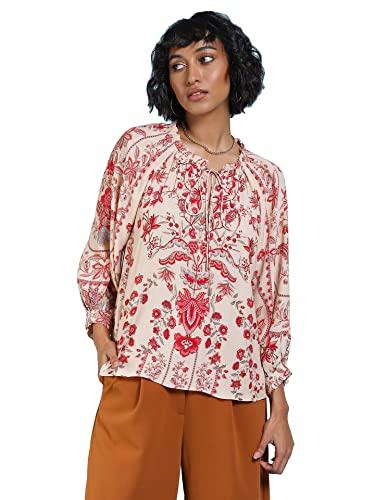 label ritu kumar women's loose fit top stpvro02n29207038-ecru-m