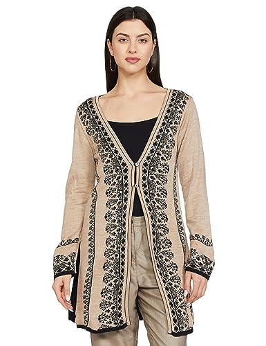 w for woman black reversible jacquard acrylic cardigan_22now40128-312677_s