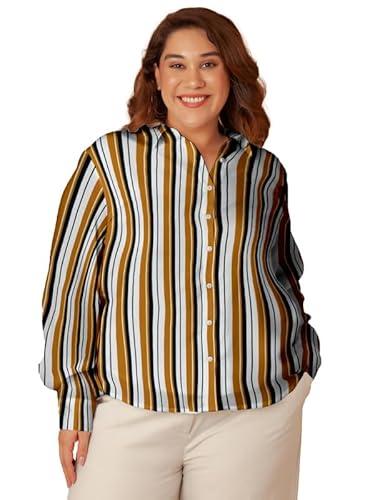 zink curve women's multi-colored stripes buttoned shirt