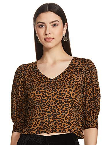 sera women's animal print regular fit shirt (la2806_brown large)