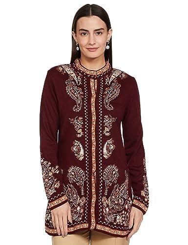 w for woman wine paisley printed short cardigan_22now40116-312642_l