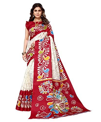 yashika women's khadi saree with blouse piece(urmi red)