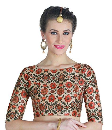 studio shringaar women's readymade digital printed saree blouse with boat neck (size, 46)