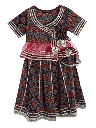 readiprint fashions angrakha style cotton fabric maroon color lehenga choli -(4-5y)