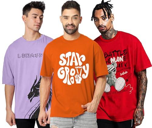 leotude men's oversized half sleeve round neck t-shirt (po3_fs49_going-strnr_wild_p_red, purple_xl)