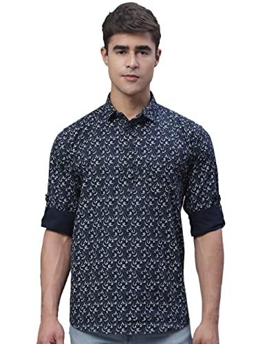 majestic man cotton designer printed short kurta (xx-large, navy blue)