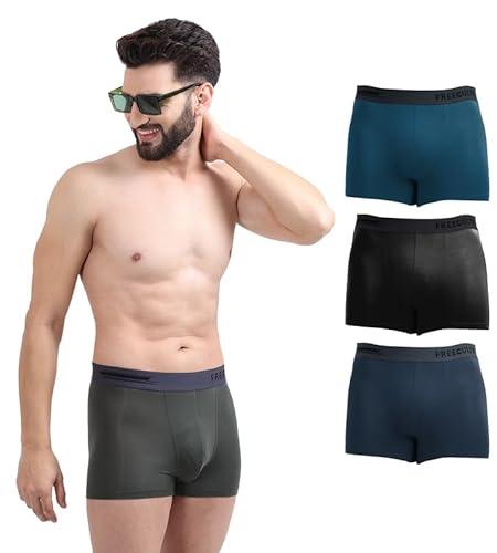 freecultr men's underwear anti bacterial micromodal airsoft trunk - non itch no chaffing sweat proof - midnight blue,prussian blue,pot black,seaweed green size l pack 4