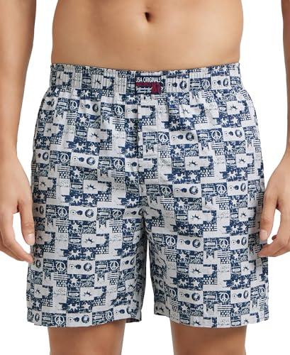 jockey us57 men's super combed mercerized cotton woven printed boxer shorts with side pockets (color & prints may vary)