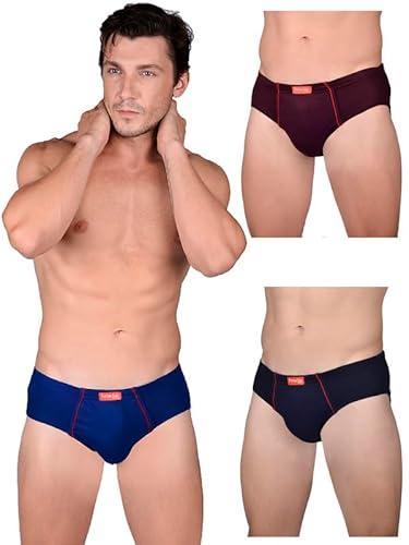 frenchie plus men's 100% combed cotton solid brief with soft concealed waistband - pack of 3 (90cm)