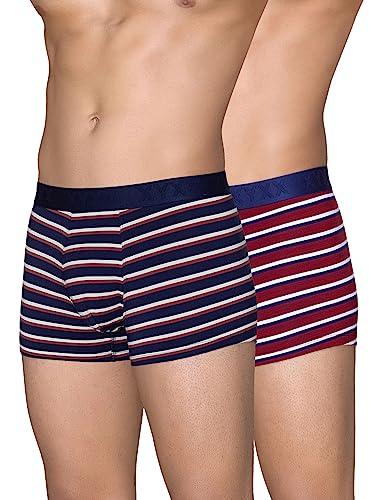 xyxx men's modal slim striped (pack of 2) cr59_trunk_01_2_3_cardinal blue+brick red_s