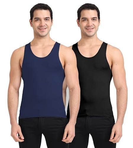 freecultr regular fit organic cotton vest for men| 100% organic fabric, round neck comfort vest black, navy