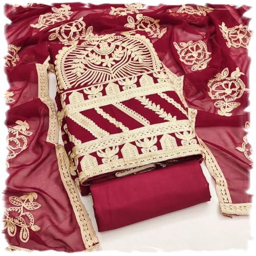 pandadi saree women's georgette embroidery work unstitched dress material