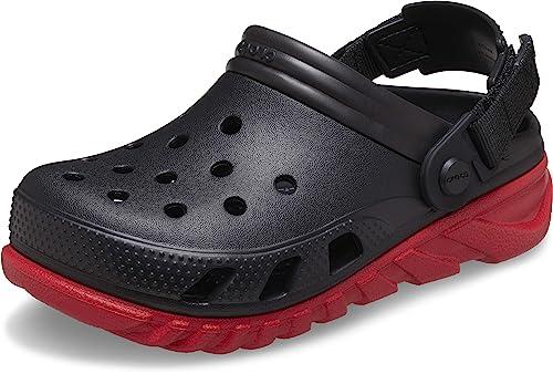 crocs unisex adult black/varsity red duet clog 208776-0wq-m7w9