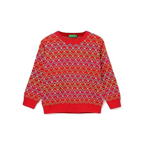 united colors of benetton girl's regular fit crew neck knitted sweater (size: 11-12 years)-23a1jaqhtr16i015 red