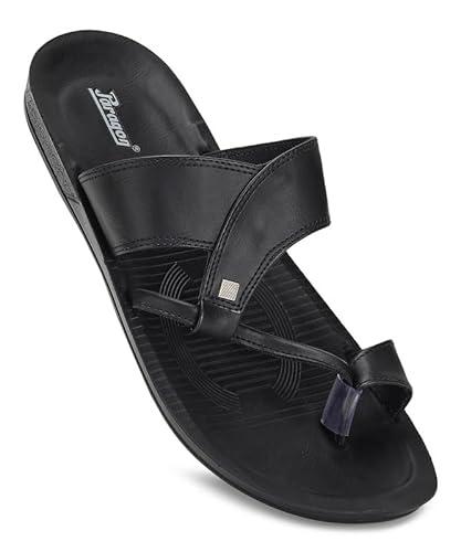 paragon men's slip on black sandals | trendy casual slip-on sandals with cushioned footbed, and durable construction | perfect for everyday casual wear