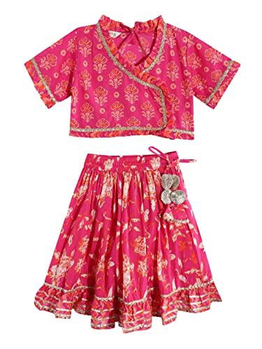 readiprint fashions straight style cotton fabric pink color lehenga choli -(3-4y)