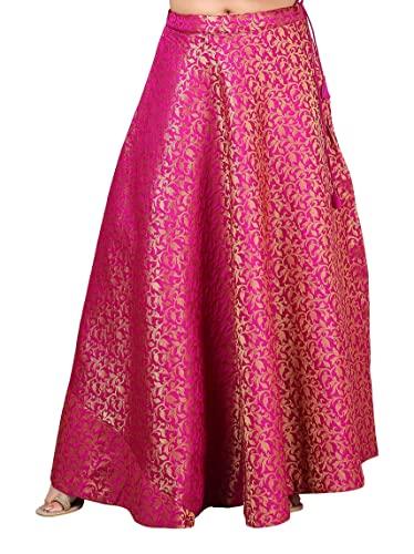 studio shringaar women's benaras brocade readymade skirt lehenga ghagra(free size, pink)