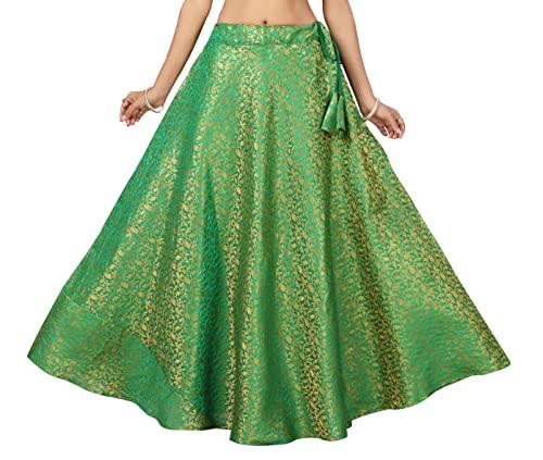 studio shringaar women's benaras brocade readymade skirt lehenga ghagra(xl size, green)