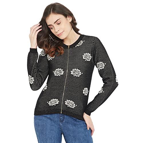 madame women black floral sweater