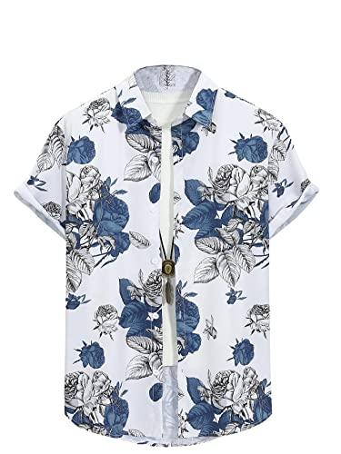 lymio casual shirt for men|| shirt for men|| men stylish shirt || men printed shirt (rose) (l, blue)