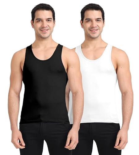 freecultr regular fit organic cotton vest for men| 100% organic fabric, round neck comfort vest white, black