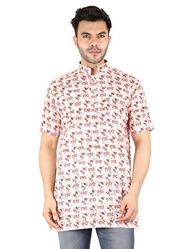 latest chikan cotton radhe krishna kurta for men and boys-cream (40-l)�