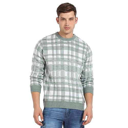 campus sutra men's polycotton casual sweater (cbawf23_csmawsr356_sage green