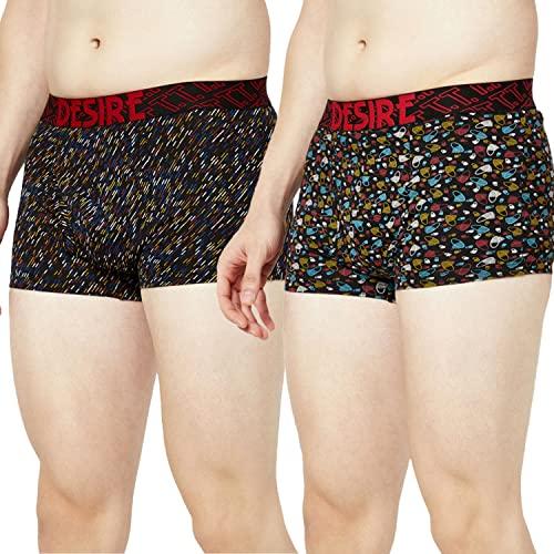 t.t. mens desire 100% combed cotton printed mini top elastic trunk pack of 2 navy::red