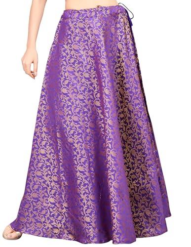 studio shringaar women's readymade banarasi brocade skirt lahenga ghaghra (free size, purple)