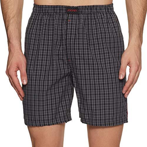 jockey us23 men's super combed mercerized cotton woven checkered boxer shorts with side pocket (checks may vary)_assorted checks_s