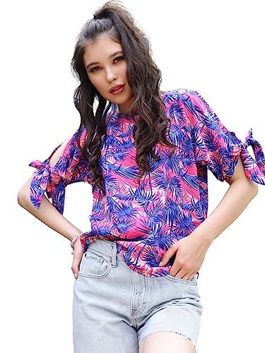 sera women's floral regular fit top (la4187_fushia large)