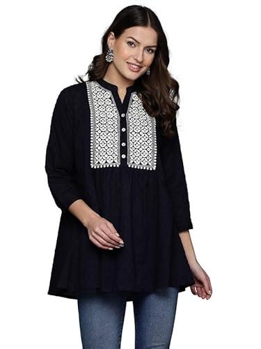 indo era women's cotton embroidered casual top (tp0nb7651_x-large)