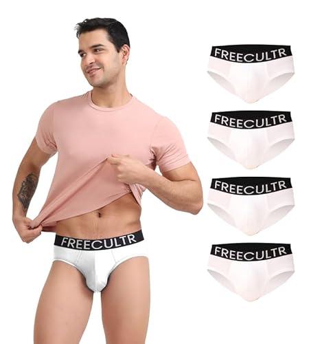 freecultr men's underwear organic cotton (ultrasoft waistband) premium snug-fit brief size 3xl pack of 5-white,white,white,white,white