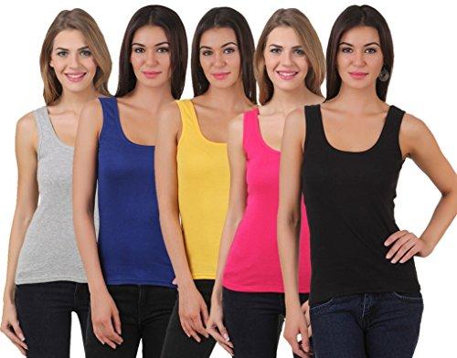 friskers women's cotton camisole tank top pack of 5 (b_01_04_05_06_07-xl_multicolor_x-large)