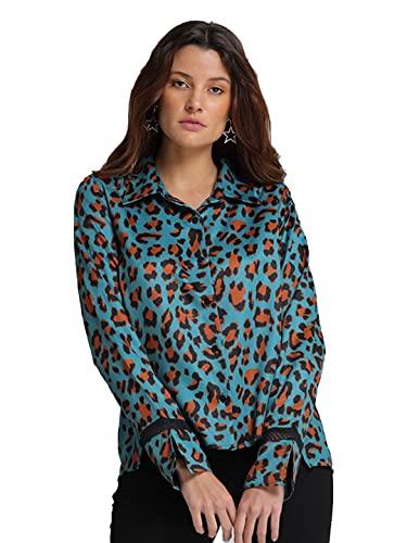 shaye spread collar leopard printed long sleeves casual shirt for women