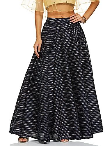 indya women's navy skirt polka foil panelled layered