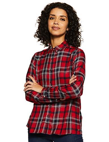 pepe jeans women's checkered regular fit shirt (gunner ip_red large)