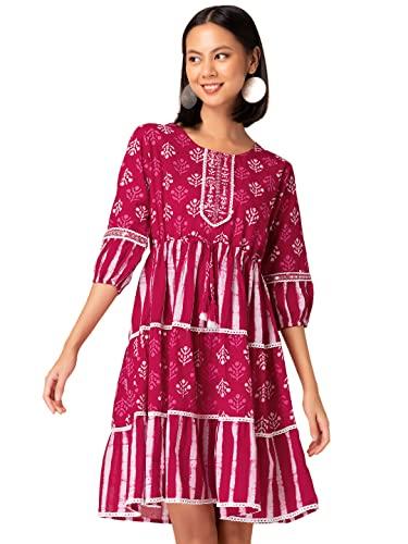 indya department26 cotton fit and flare standard length dresses (itn04988_pink_xs)