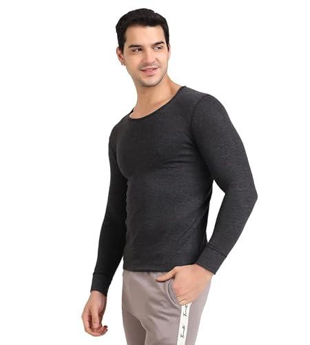 freecultr men's thermal vest | antibacterial, skin friendly with cotton blazetech heat retention | slim fit solid thermal vest grey (full sleeve thermal vest, xx-large)