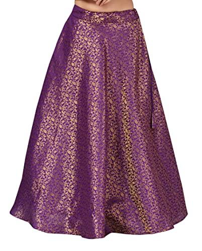 studio shringaar women's benaras brocade readymade skirt lehenga ghagra(free size, purple)