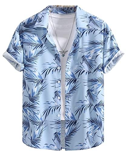 leriya fashion shirt for men || rayon tropical printed shirts for men || summer wear shirt for men || perfect for outing || vacation wear shirt for boys || gift for men (medium, sky)